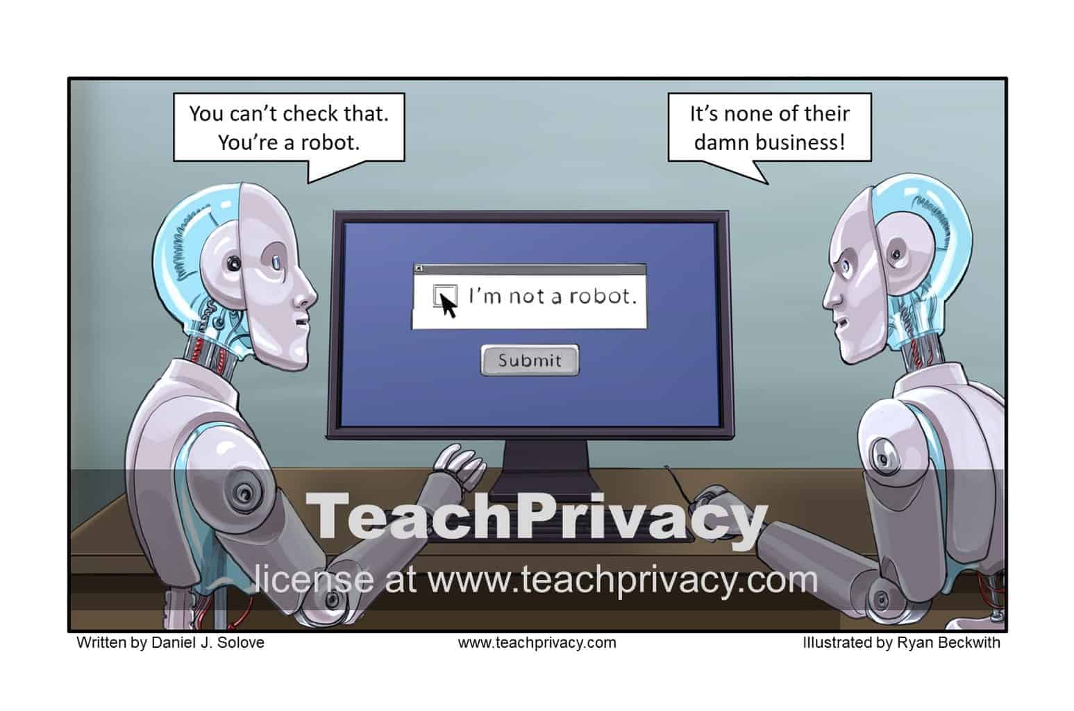 TeachPrivacy Cartoon - Bots and CAPTCHA