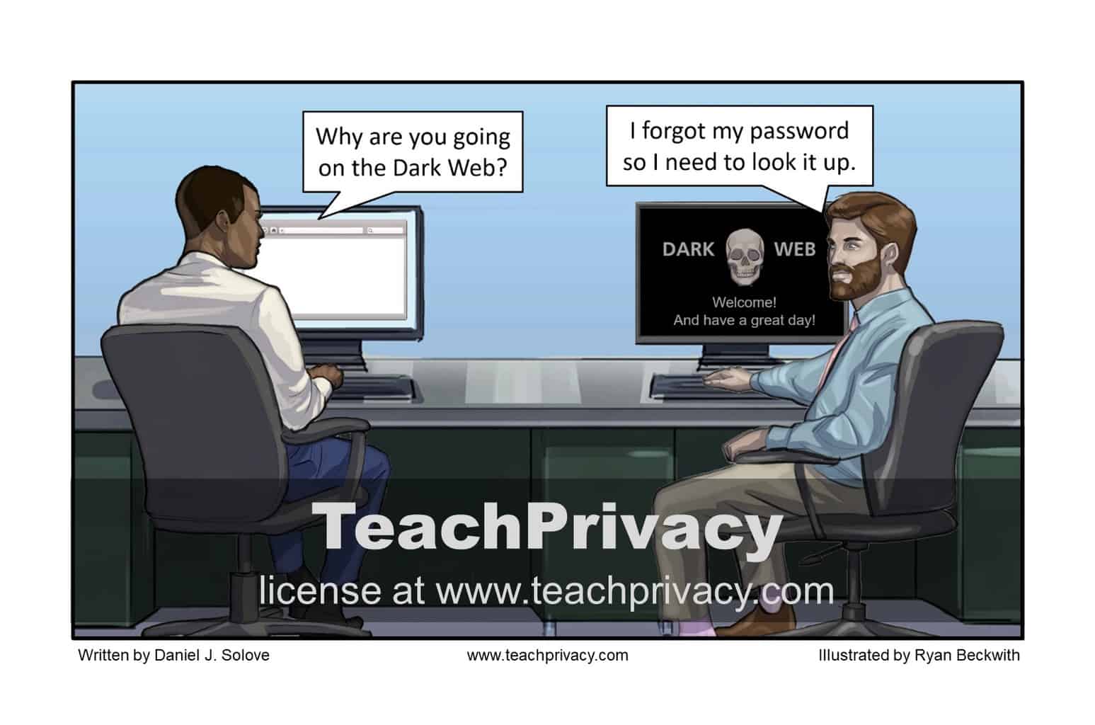 TeachPrivacy Cartoon - Passwords on the Dark Web