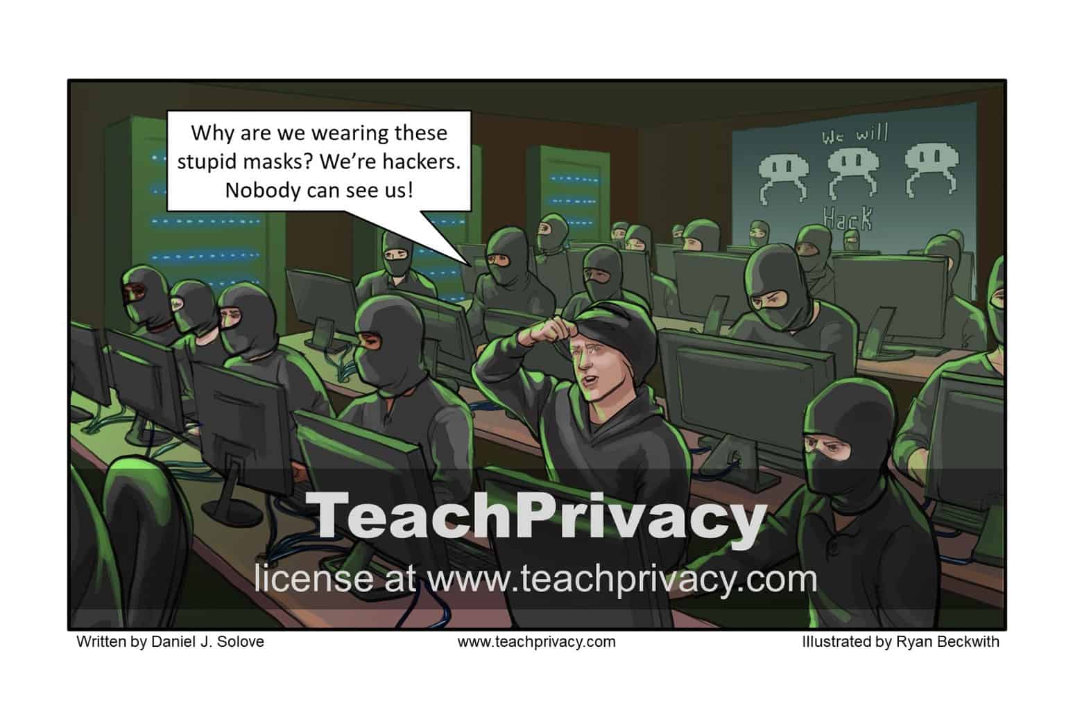 TeachPrivacy Cartoon - Hacker Masks