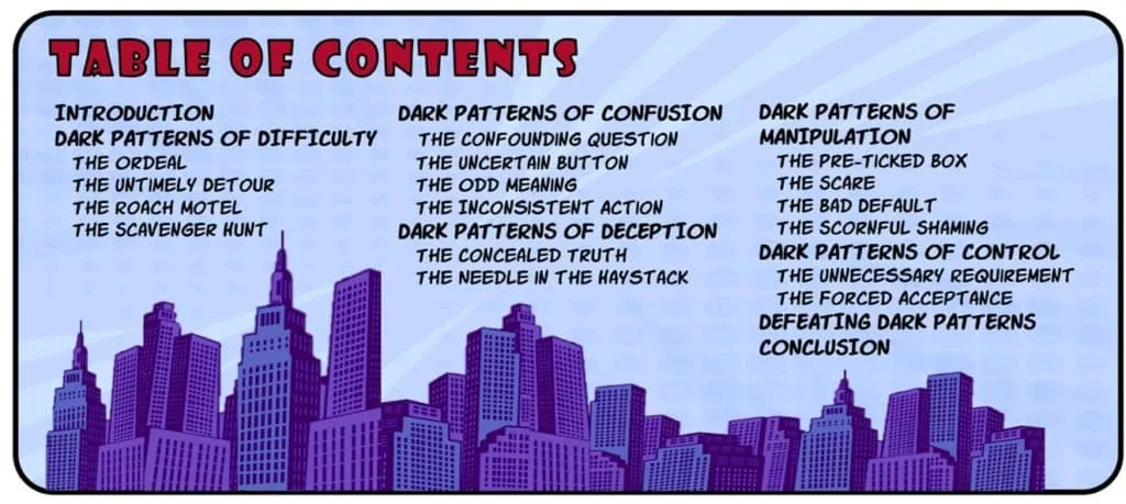 Dark Patterns Training Course Table of Contents